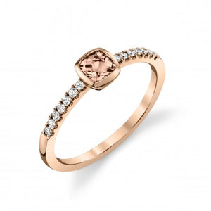 Morganite Bezel Ring w/ Diamonds - Rose Gold