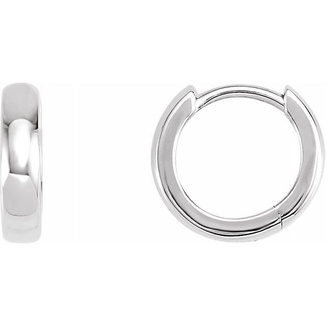 Huggie Style Hoop Earrings 11.5mm - White Gold