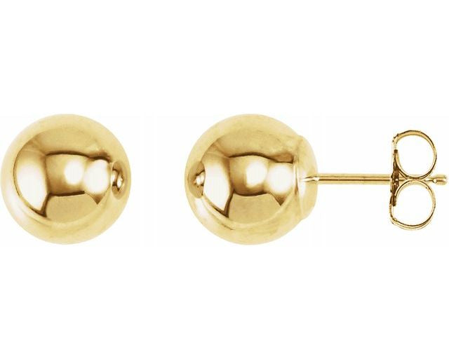 8.0mm Ball Stud Earrings - Yellow Gold