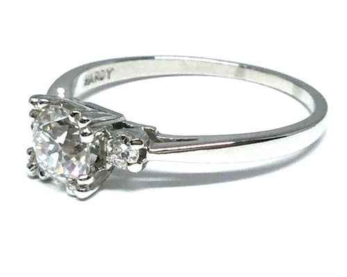 0.68ctw Old Euro Diamond Deco Ring GIA - Platinum