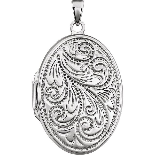 Filigree Oval Locket - Silver
