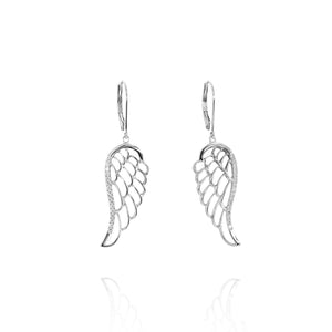 Angel Wing Diamond Earrings - White Gold
