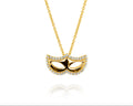 Reveal Mask Pendant with Diamond Accents - Yellow Gold