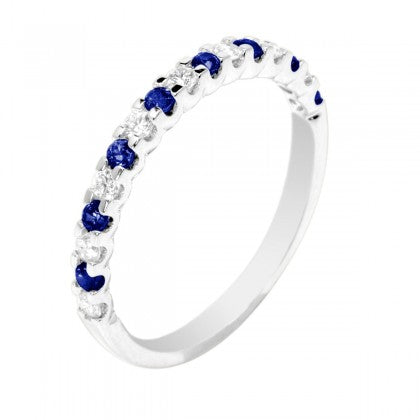 Sapphire and Diamond Band - White Gold