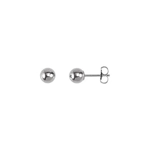Ball Stud Earrings 5.0mm - White Gold