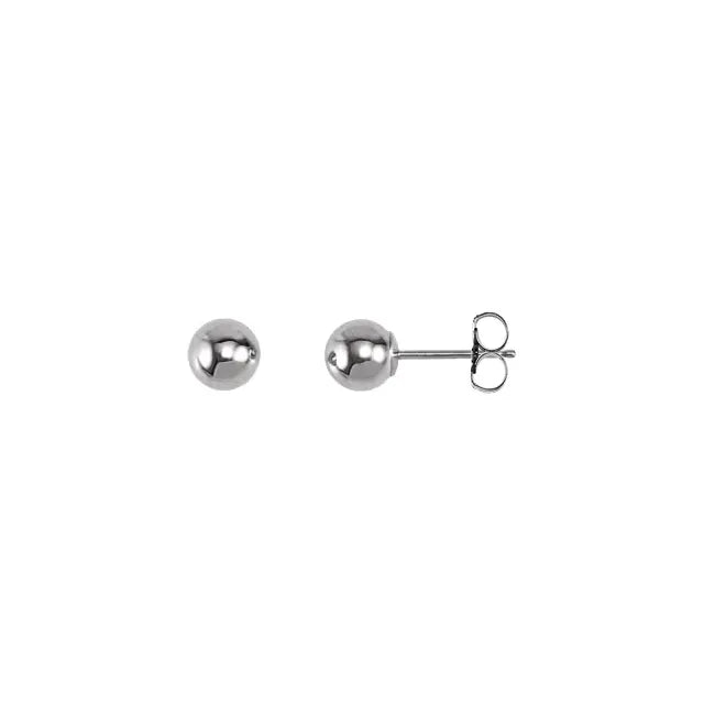 Ball Stud Earrings 5.0mm - White Gold