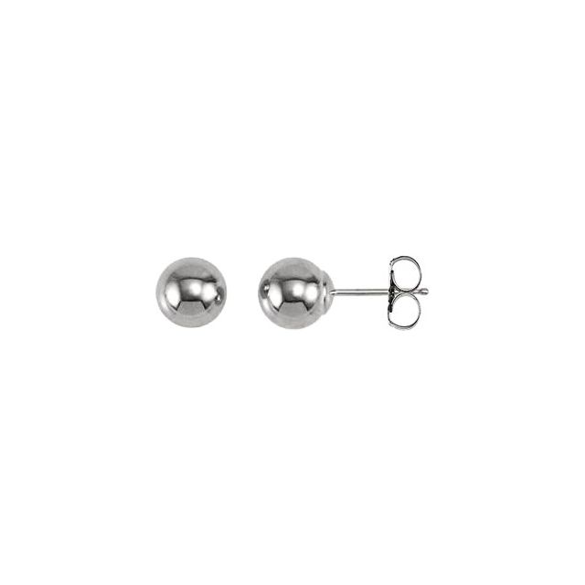 Ball Stud Earrings 6.0mm - White Gold
