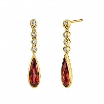 Teardrop Garnet Gemstone Huggie Dangling Earrings Gold  Etsy
