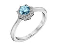 Aquamarine Ring with Star Diamond Halo - White Gold