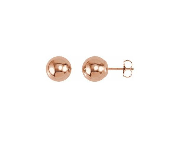 8.0mm Ball Stud Earrings - Rose Gold
