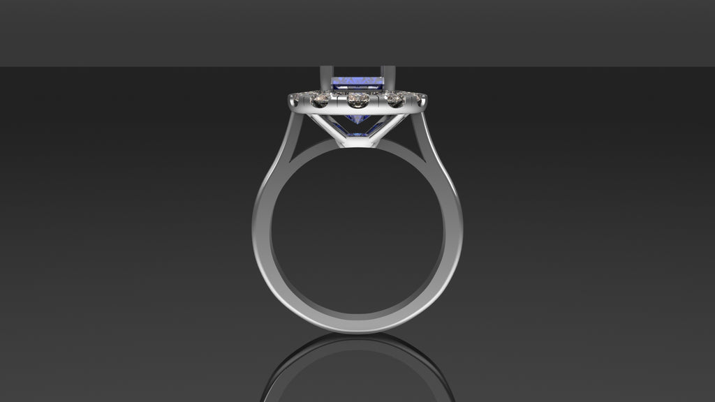 2.39ct Sapphire Ring with Diamond Halo - Platinum