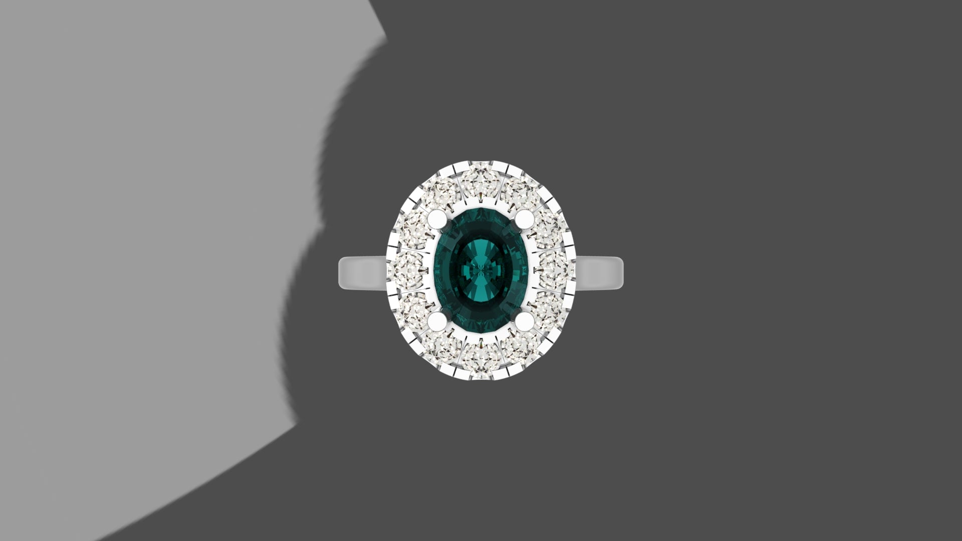 Alexandrite Ring with Diamond Halo - Platinum