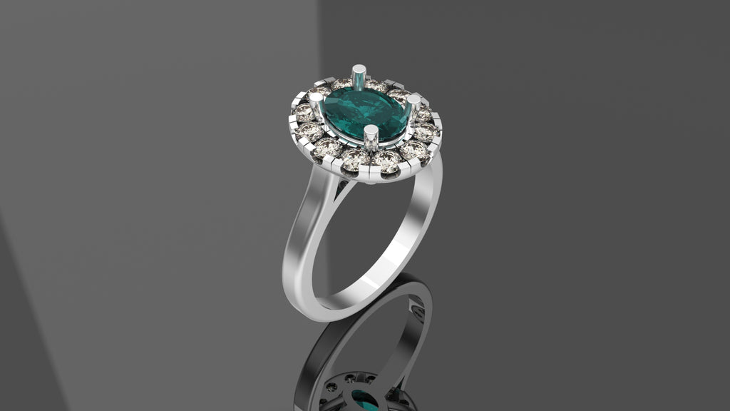 Alexandrite Ring with Diamond Halo - Platinum