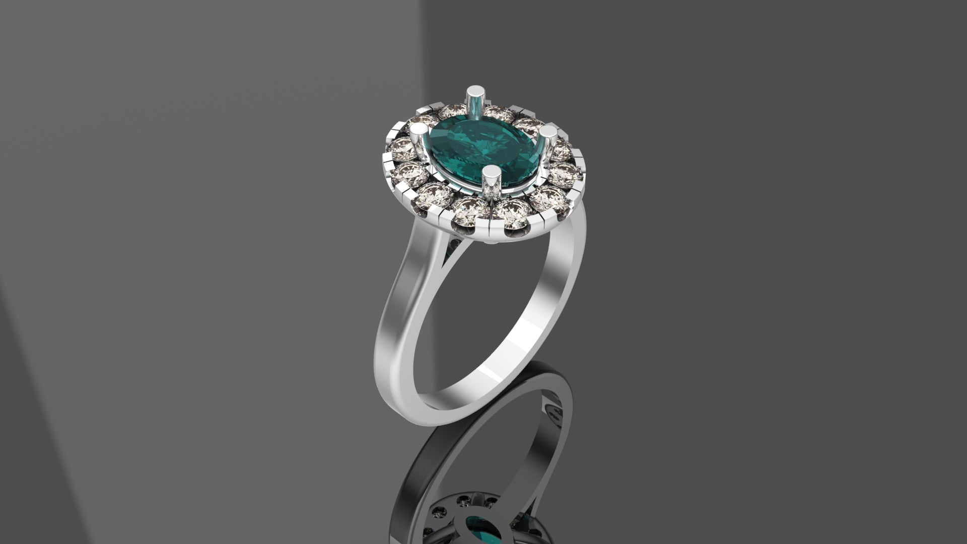 Alexandrite Ring with Diamond Halo - Platinum