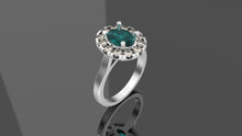 Load image into Gallery viewer, Alexandrite Ring w/ Diamond Halo - Platinum
