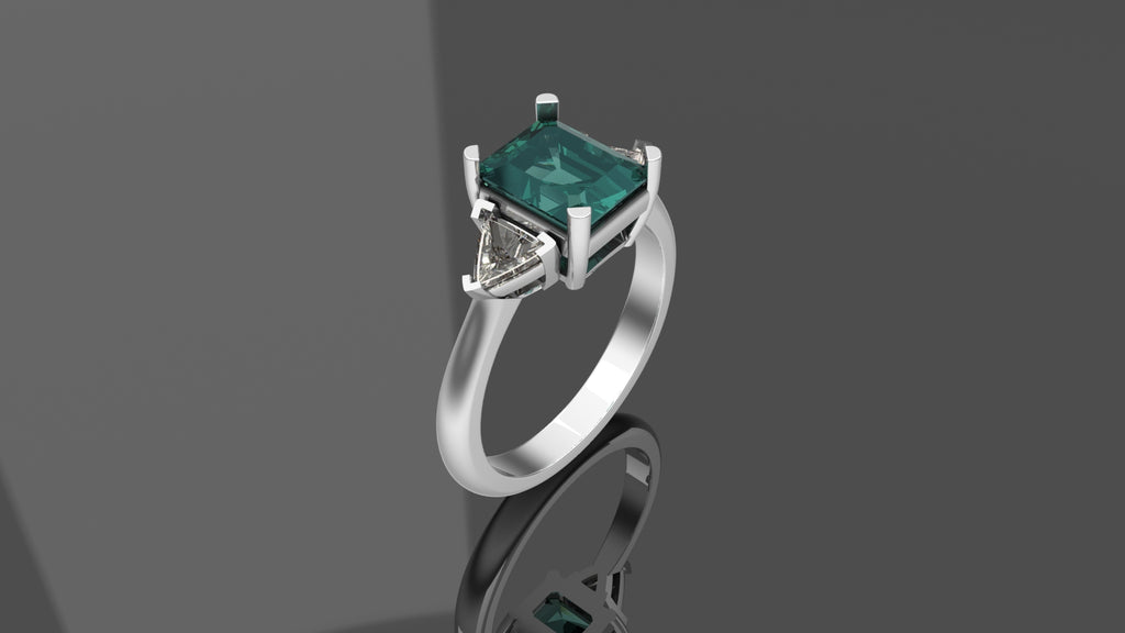 1.76ct Emerald & Diamond 3 Stone Ring - Platinum