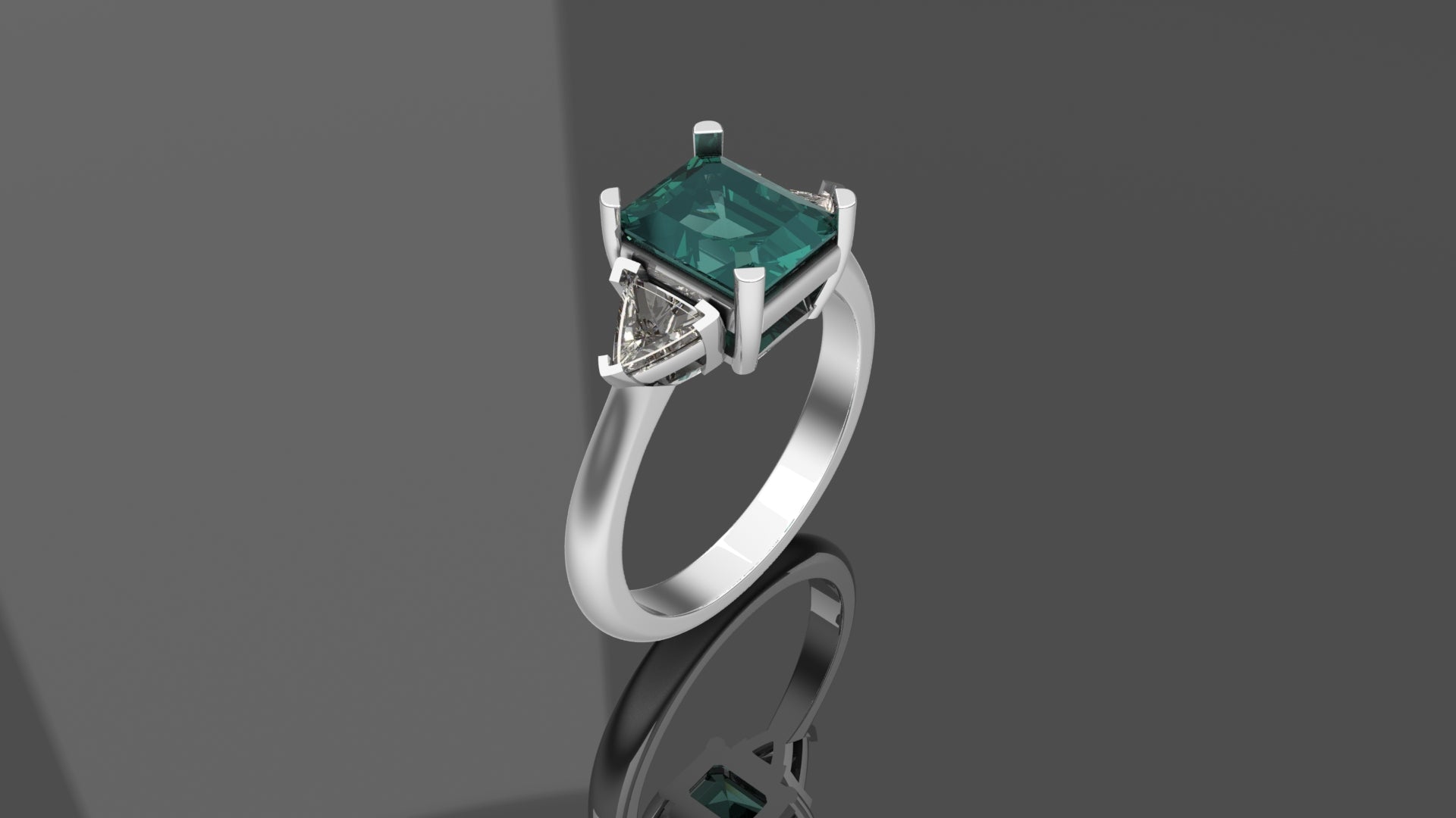 1.76ct Emerald & Diamond 3 Stone Ring - Platinum