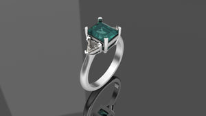 1.76ct Emerald & Diamond 3 Stone Ring GIA - Platinum