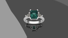 Load image into Gallery viewer, 1.76ct Emerald &amp; Diamond 3 Stone Ring GIA - Platinum
