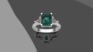 1.76ct Emerald & Diamond 3 Stone Ring GIA - Platinum