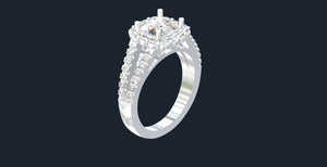 3.30ctw Cushion Diamond Halo Ring GIA - Platinum