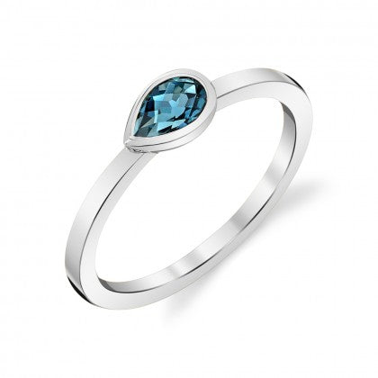 London Blue Topaz Bezel Ring - White Gold