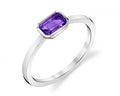 Amethyst Bezel Ring - White Gold
