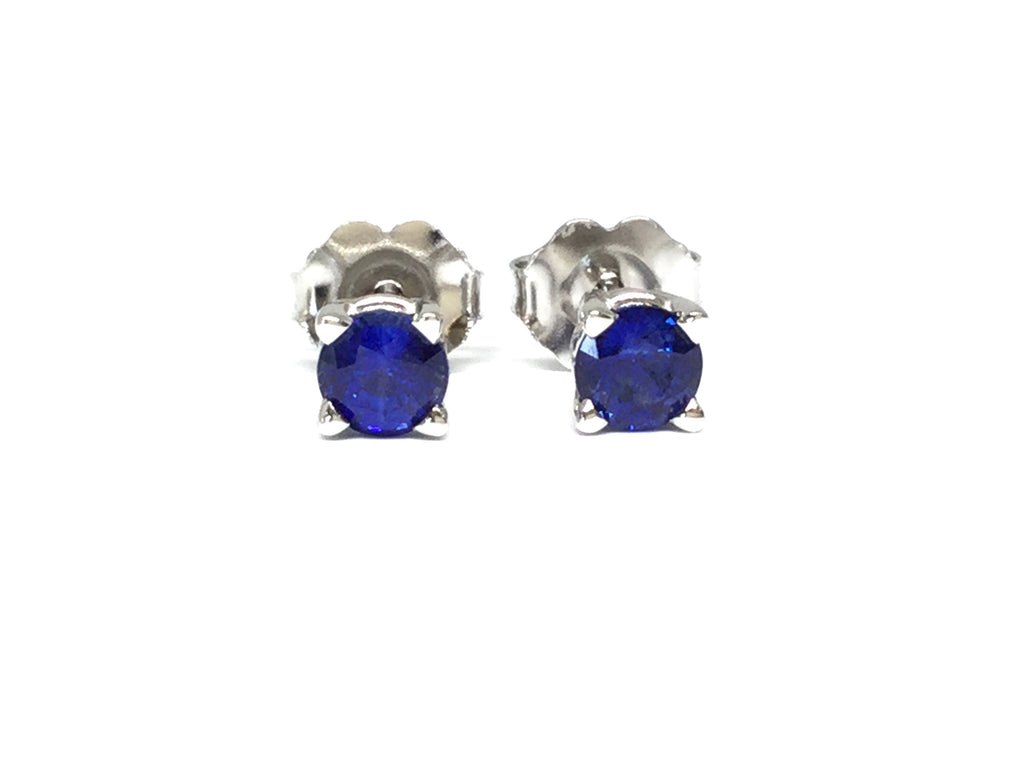 Sapphire Stud Earrings 4mm - White Gold
