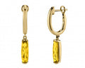Citrine Semi-Bezel Set Dangle Earrings - Yellow Gold