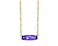 Amethyst Semi-Bezel Necklace - Yellow Gold