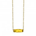 Citrine Semi-Bezel Necklace - Yellow Gold
