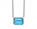 Blue Topaz Bezel Necklace - White Gold