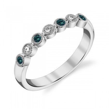 Alexandrite and Diamond Band - White Gold