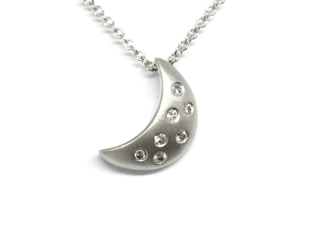 Moonlight Pendant w/ Diamonds - White Gold