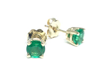 Load image into Gallery viewer, Emerald Stud Earrings 5mm - Yellow Gold
