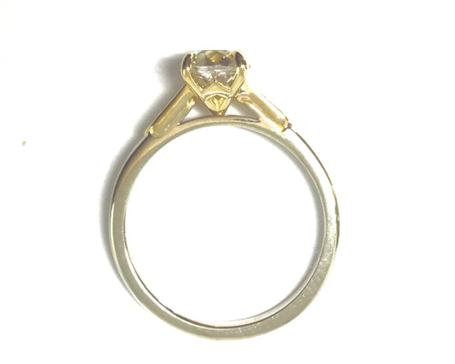 0.88ct Old Mine Diamond Epaulette Design Ring GIA - Two Tone