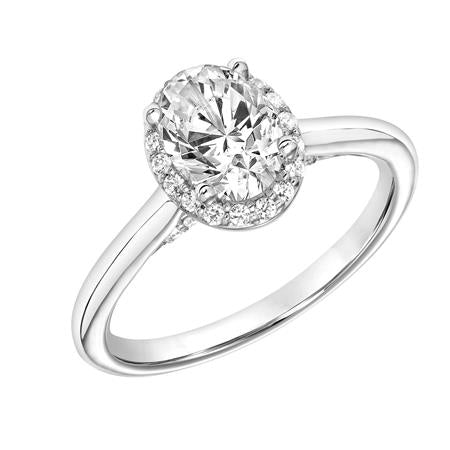 0.76ctw Oval Diamond Halo Ring - White Gold