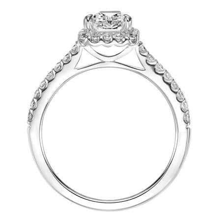 0.96ctw Emerald Cut Diamond Halo Ring - White Gold