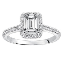 Load image into Gallery viewer, 0.96ctw Emerald Cut Diamond Halo Ring GIA - White Gold
