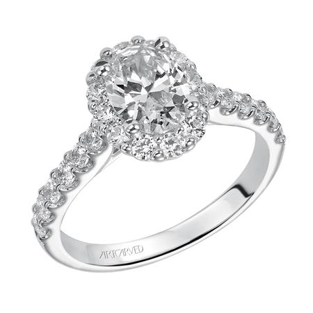 1.84ctw Oval Cut Diamond Halo Ring GIA - White Gold