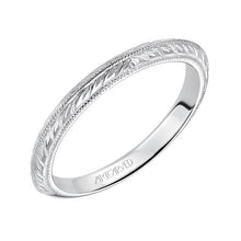 Load image into Gallery viewer, Knife Edge Engraved Band - White Gold
