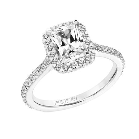 1.70ctw Radiant Cut Diamond Halo Ring GIA - White Gold