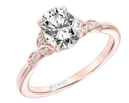 1.11ctw Oval Cut Diamond Ring GIA - Rose Gold