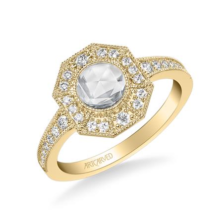 0.78ctw Rose Cut Diamond Art Deco Style Ring - Yellow Gold