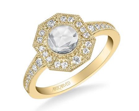 0.78ctw Rose Cut Diamond Art Deco Style Ring - Yellow Gold
