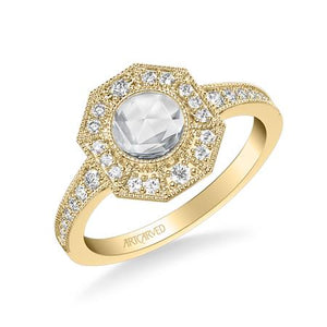 0.78ctw Rose Cut Diamond Deco Style Ring - Yellow Gold