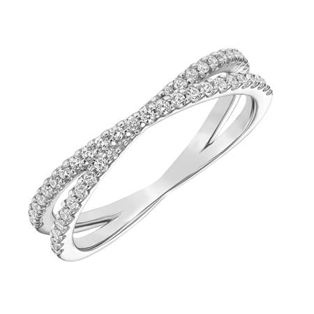 Criss Cross Diamond Band - White Gold