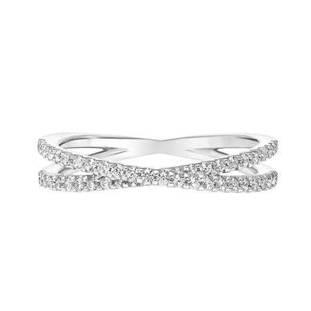 Criss Cross Diamond Band - White Gold