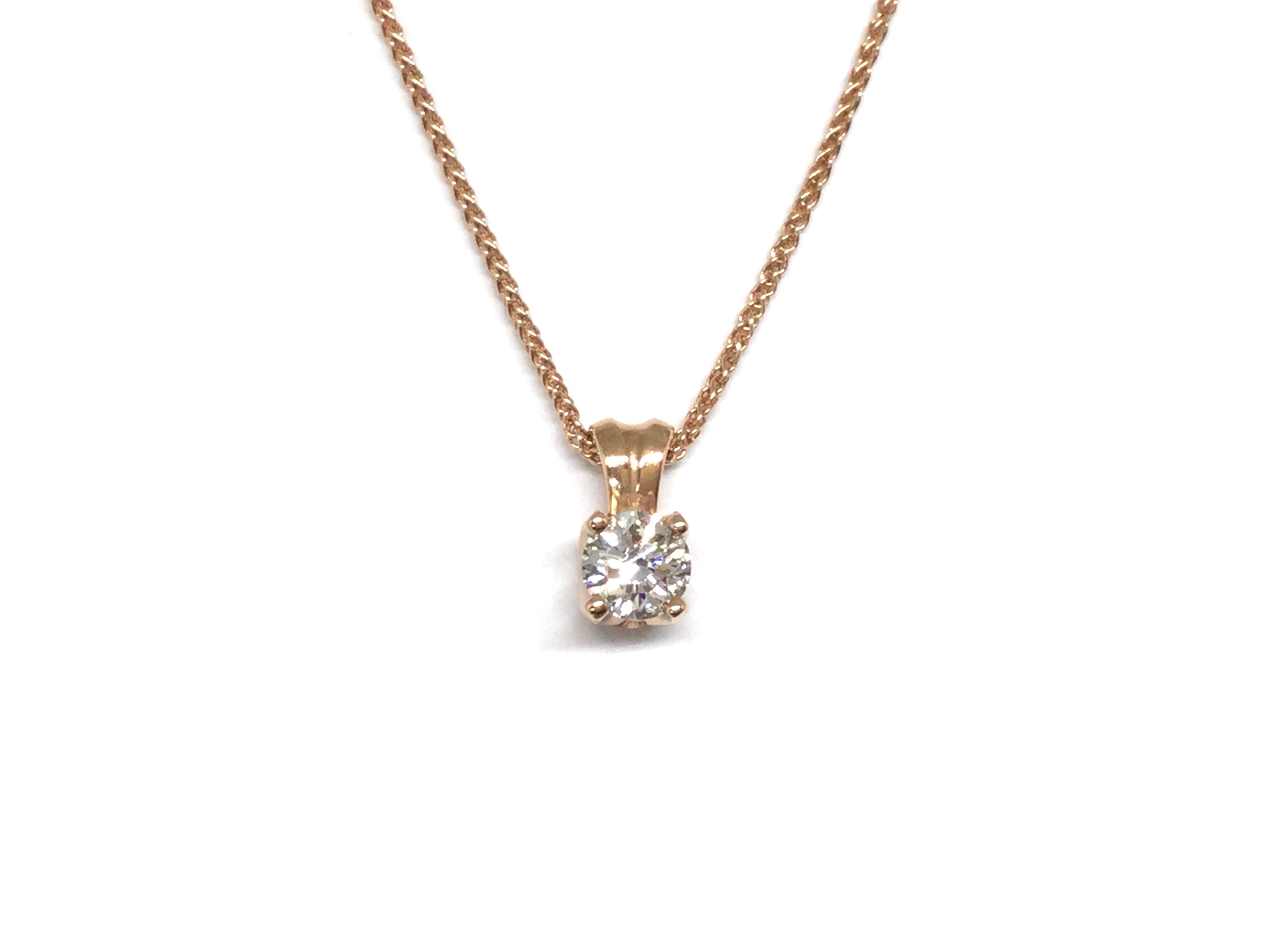 Diamond Solitaire Pendant 0.45ct - Rose Gold