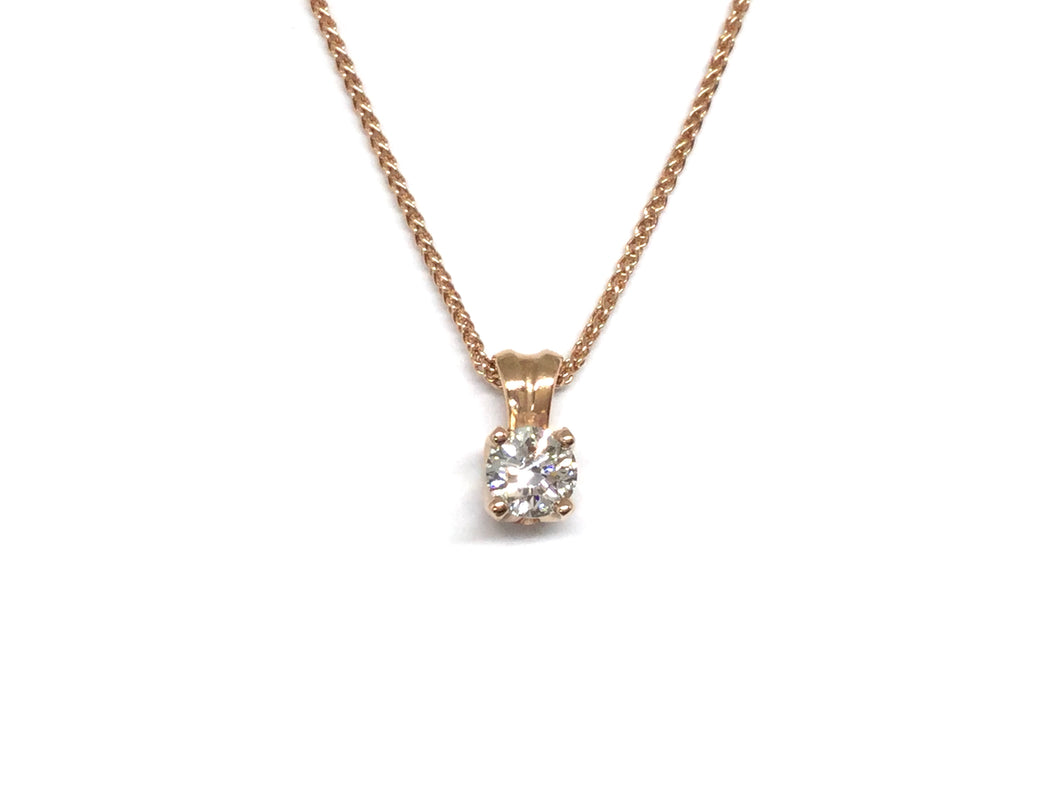 Diamond Solitaire Pendant 0.45ct - Rose Gold